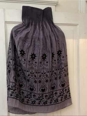 Lapis Strapless Lavender Dress with Black Floral Embroidery one-size